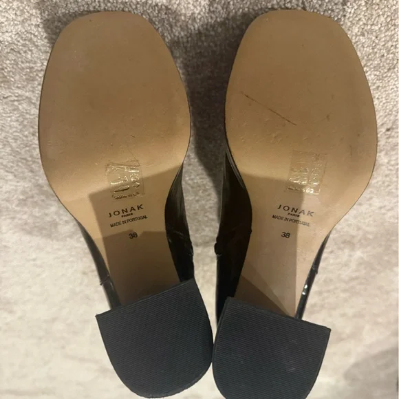 JONAK Black Patented Leather Heeled Boots - Picture 6 of 7